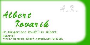 albert kovarik business card